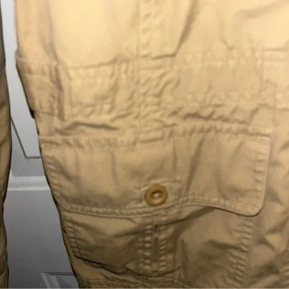 LL Bean Womens Field Jacket Cargo Explorer Safari Cotton Stretch Khaki Small Reg - Picture 3 of 6